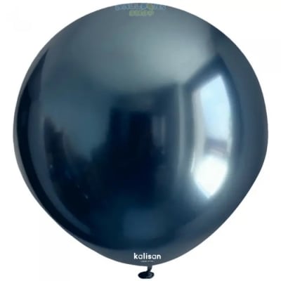 Голям кръгъл балон тъмносин хром Navy mirror 48 см, Kalisan, 1 брой