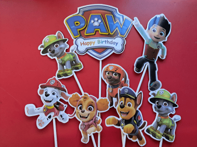 Пес патрул топери, украса за торта, 8 броя