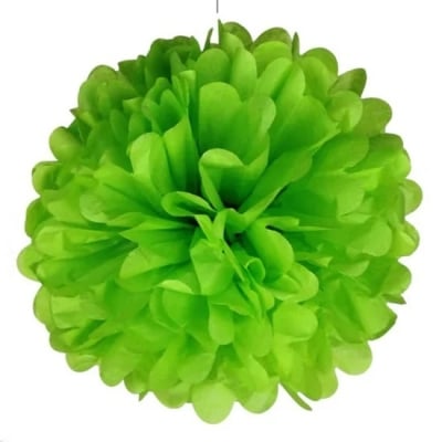 Декоративен хартиен помпон, зелен, 30 см