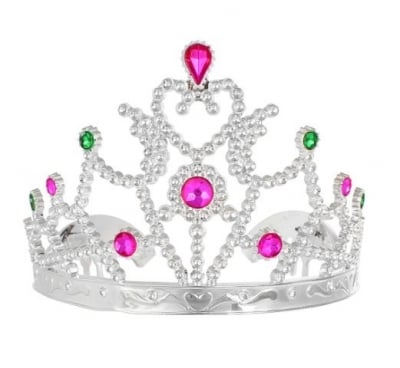 Тиара Корона Принцеса - сребърна с цветни камъни 1 бр