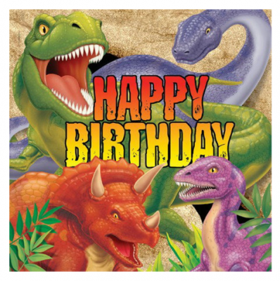 Парти динозаври салфетки Dino Blast Happy Birthday, 16 броя