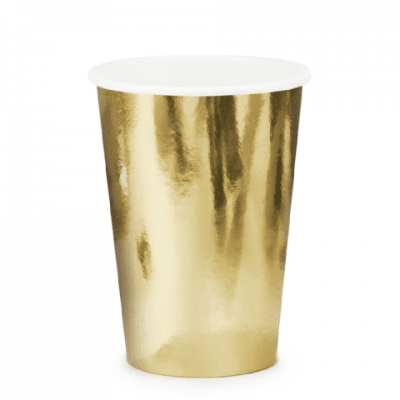 Парти чаши злато металик, 6 броя