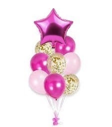 Комплект балони ярко розова звезда, 9 броя