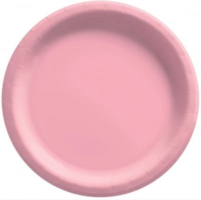 Големи розови чинии бебешко розово - картон, 8 броя_