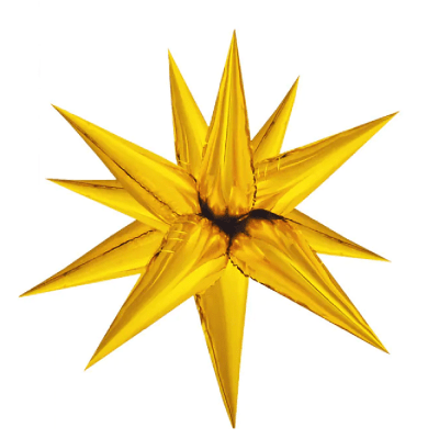 Мулти балон златна звезда 4D, 12 лъча х 35 см