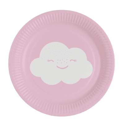 Малки розови чинийки със смеещо се облаче, 8 броя