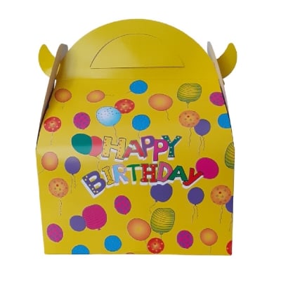 Кутии за подаръчета Happy Birthday жълти - 6 бр