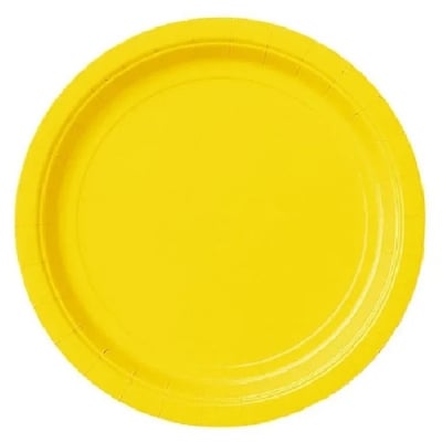 Големи жълти чинийки картон, 8 броя