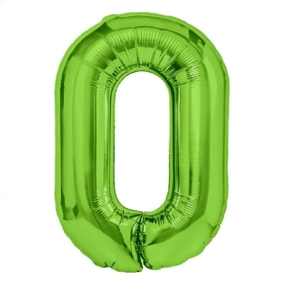 Зелен фолиев балон цифра 0, нула, 100 см