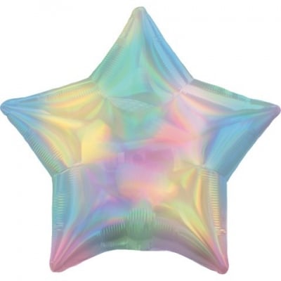 Фолиев балон звезда дъга пастел -иридесцентен/в преливащи се цветове, 43 см
