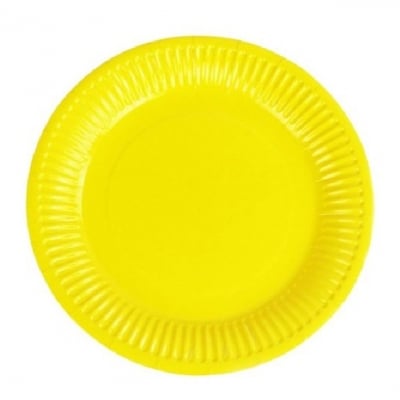 Малки лимонено жълти чинийки картон, 10 броя