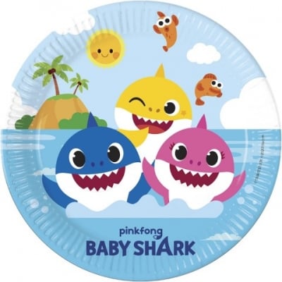 Бебе Акула / Baby Shark Чинийки 23 см, 8 броя