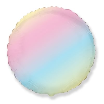 Фолиев балон пастел дъга преливащи цветове Ombre, кръг 45 см