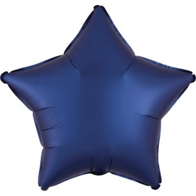 Балон синя звезда тъмносин сатен Navy blue