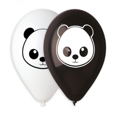 Балони панда, микс черни и бели, 5 броя