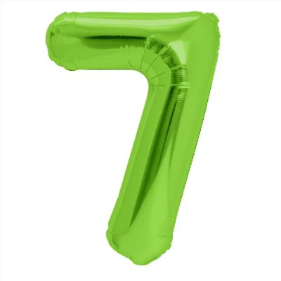 Зелен фолиев балон цифра 7, седмица, 100 см