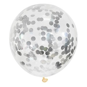 Прозрачен балон със сребърни конфети