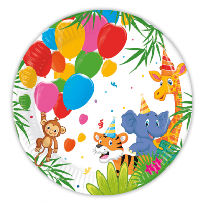 Парти Сафари Джунгла Животни малки чинийки 20 см Jungle Balloons, 8 броя