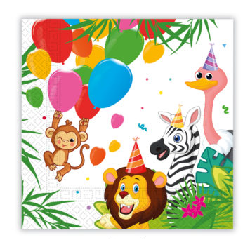 Парти Сафари Джунгла Животни салфетки Jungle Balloons, 20 броя