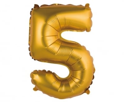 Балон Цифра 5 - Злато мат, 35 см