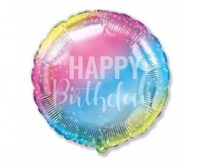 Балон кръг за рожден ден в преливащи цветове, омбре, 43 см
