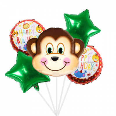 Комплект балони с маймунка за рожден ден сафари джунгла животни, 5 броя