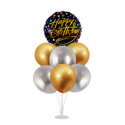 Комплект Балони HAPPY BIRTHDAY със стойка, 7 броя