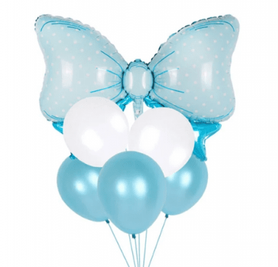 Комплект балони синя панделка, 6 броя