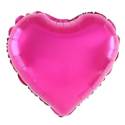 Фолиев балон сърце, розов металик, циклама, 45 см