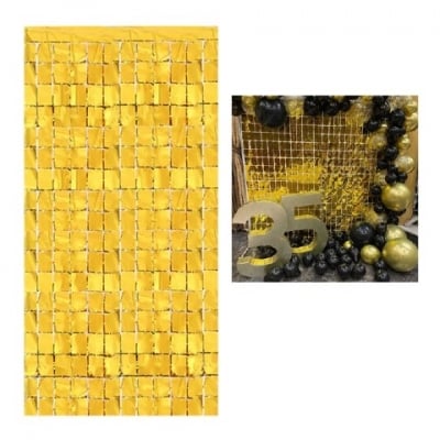 Ресни за фонова декорация стена злато металик фолио 100 х 200 см