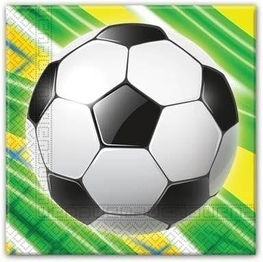 Парти салфетки Футбол, жълто-зелени с топка, 20 броя