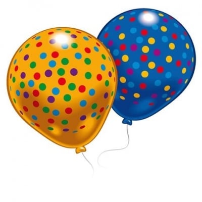 Балони микс с печат разноцветни точки, 8 броя