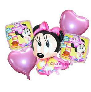 Комплект фолиеви балони Мини Маус бебе за рожден ден, 5 броя