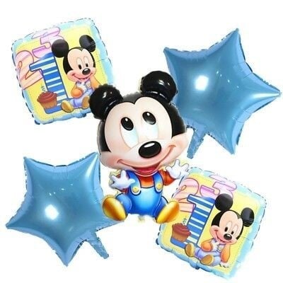 Комплект фолиеви балони Мики Маус бебе за рожден ден, 5 броя
