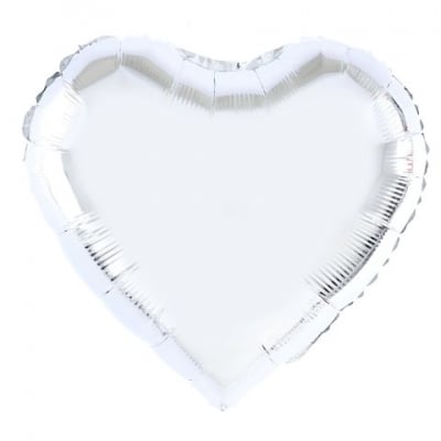 Фолиев балон сърце, сребро металик, 45 см