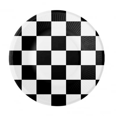 Малки чинийки на бели и черни квадрати, състезателни коли, 8 броя