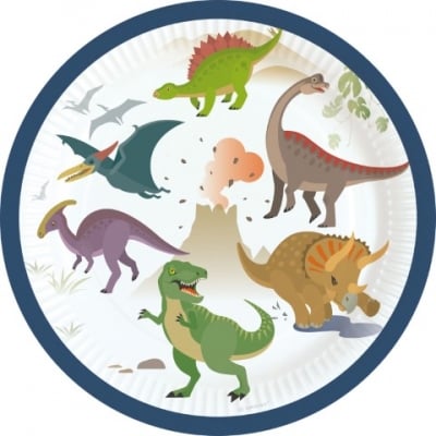 Парти чинийки Веселите динозаври Happy Dinosaur 18 см, 8 броя