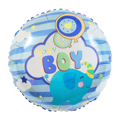 Балон за бебешко парти момче, със слонче, кръг, 45 см