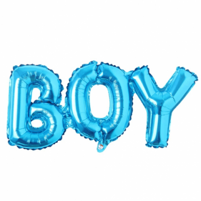 Фолиев балон надпис букви Boy, син металик