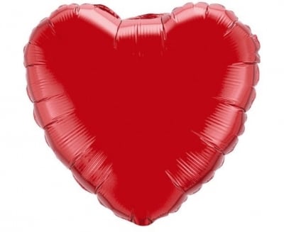 Фолиев балон сърце - червен металик 48 см