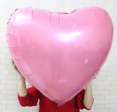 Голям фолиев балон сърце розов светлорозов 80 см