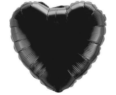 Фолиев балон сърце - черен металик 48 см