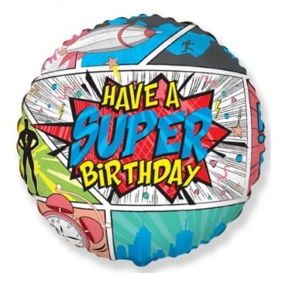 Фолиев балон Have a Super Birthday comic, 45 см