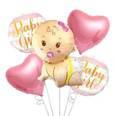 Комплект фолиеви балони бебе момиче, 5 броя
