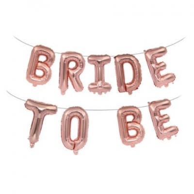 Комплект фолиеви балони за моминско парти надпис Bride to be, розово злато
