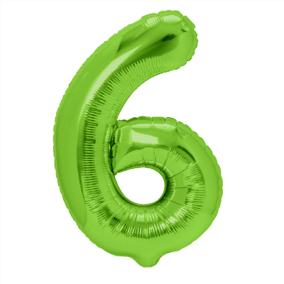 Зелен фолиев балон цифра 6, шестица, 100 см