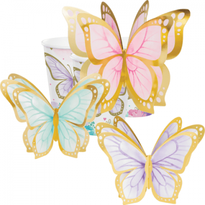 Декорация за маса пеперуди Butterfly Shimmer, 3 броя