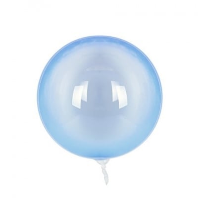 Прозрачен с цвят - син кръгъл балон PVC 45 см