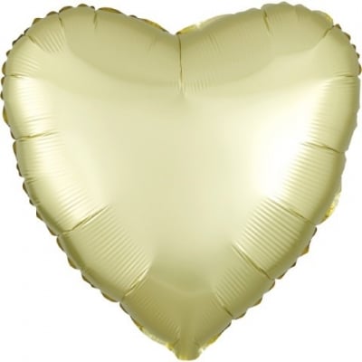 Фолиев балон сърце - пастелно жълт сатен, 43 см