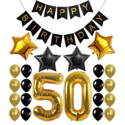 Украса за 50-и рожден ден Черно-златна
